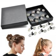 Mini Hair Clips For Girls, 18pcs Elegant Rhinestone Flower Hair Clips Jaw Clips Wedding Party Prom Accessories