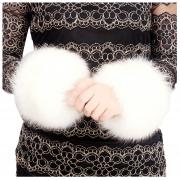 SwirlColor Soft Faux Fur Wrist Band Ring Cuffs Warmer For Women (White), One Size