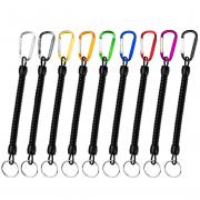 Stretchy Keyring with Clip 9PCS, Spiral Keychain Elastic Convenient Multifunctional Retractable Carabiner Plastic Lanyard for Keys Phone Backpack Small Devices Hiking Climbing Cycling Fishing