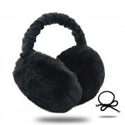 Ear Muffs Earmuffs for Women & Men - Foldable Soft Plush Earmuffs for Winter Cold Weather - Great Choice for Outdoor Cycling Running Skiing, with Black Hair Band 1pcs