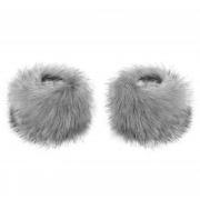 Faux Fur Cuffs Soft Fluffy Wrist Band Winter Cuffs Wrist Warmer for Women (Grey)