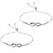 SwirlColor Bracelet Infini pour Femme Fille Bracelet Amitié Réglable Élégant Argent 2 Pieces.