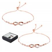 SwirlColor 2 Infinity Bracelets Rose Gold Friendship Gifts Bracelets Adjustable Slider Bracelets for Women Ladies Girls Mother Wife