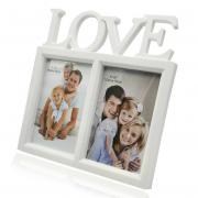 Photo Frame 6x4 Love White Picture Frames Double Photo Frames Plastic Freestanding 1pcs for Childrens Family Friend